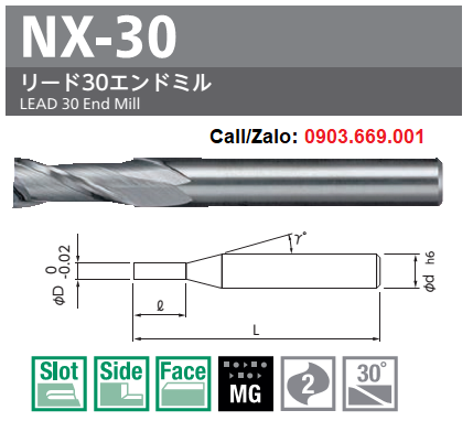 Dao phay 2 me NSTOOL NX-30 (11.1-12.0mm)