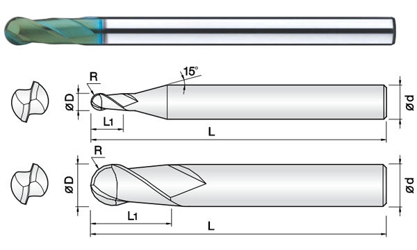 Dao phay cầu  2JJB cho thép cứng JJTool