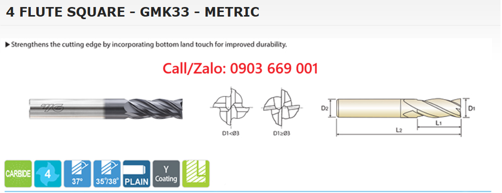Mũi Phay Hợp Kim GMK33 YG-1
