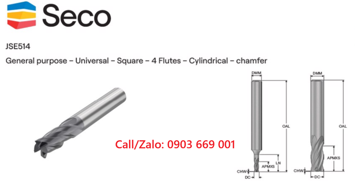 Dao phay ngón hợp kim SECO TOOL JSE514